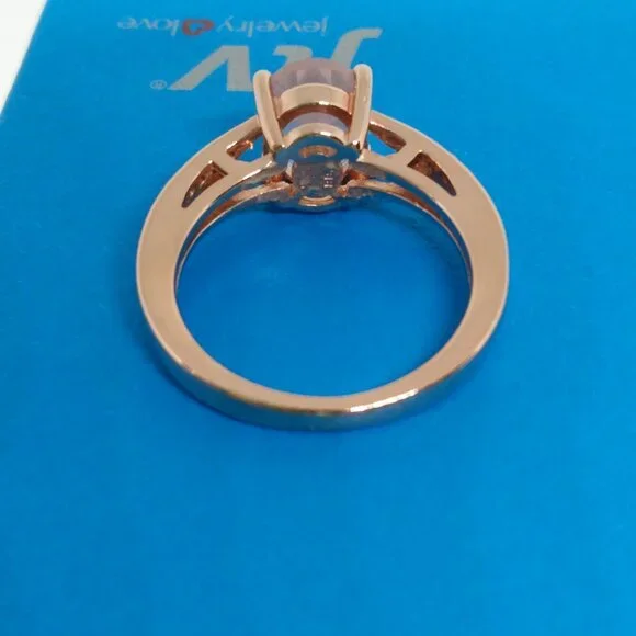 Genuine rose quartz ring in rose gold - Picture 7 of 7